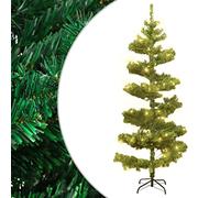 Swirl 71 in. Green PVC & Steel Pre-Lit Christmas Tree, Cone-Shaped Artificial Holiday Decor with Warm White LED Lights, Easy Assembly for Indoor & Outdoor Festive Display