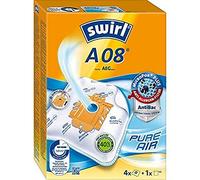 Swirl A 08 MicroPor Plus Vacuum Cleaner Bags for AEG 7300 Vampyr Vacuum Cleaners, Lockable Holding Plate, 4 bags + 1 filters