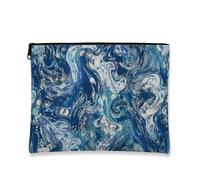 Swirl Abstract Makeup Bag, Blue Ocean Waves Cosmetic Travel Pouch for Women, Portable Canvas Zipper Organizer, Blue, 7x9 Inch, Pouch