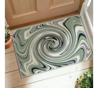 Swirl Area Rug, Modern Abstract Curve Line None Green Low Pile Soft Doormat Throw Rug Stain Resistant Bathroom Laundry Room Kitchen Entryway Decor 2' X 3'