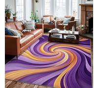 Swirl Area Rug, Modern Abstract Waves Line None Violet Low Pile Indoor Rectangle Carpet Non Shedding Rugs for Living Room Bedroom Under Bed Apartment Decor 6' X 9'