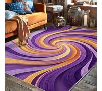 Swirl Area Rug, Modern Abstract Waves Line None Violet Non-Slip Backing Home Indoor Pattern Carpets Non Shedding Rugs for Living Room Bedroom Under Bed Apartment Decor 5' X 7'