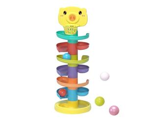 Swirl Ball Ramp - 33cm Stackable Rolling Tower, Cartoon Pig Track Set, Grip Training Toy | Sound Effect Balls Drop Game for Learning Development Activity Playtime Spiralss Tracks