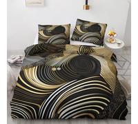 Swirl Bedding Single, Black Gold Spiral Duvet Cover Set, Double-Sided Printing Quilt Cover With Zip Fastening + 1 Pillowcase, Soft Breathable Microfiber M&-66
