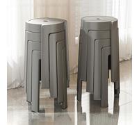 Swirl Design Stackable Plastic Stools - One-Piece Construction, Perfect for Classroom, Home, Shower - Set of 2, Gray Color, Space-Saving Solution