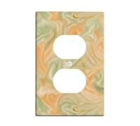 Swirl Duplex Outlet Covers Wall Plate, Modern Contemporary Marble Waves Spring Green Plastic Standard Size Face Plates for Electrical Outlets for Home Living Room Bedroom Bathroom Decor