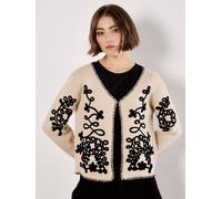 Swirl Embroidered Blanket Stitch Cardigan Apricot Stone 10