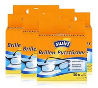 Swirl Glasses Cleaning Cloths 30 Individually Wrapped in Dispenser Box - Anti-Fog Effect - Extra Soft and Gentle - Grease-Removing - Streak-Free (Pack of 6)