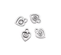 Swirl Heart Charms For Scrapbook Ornaments, 10x7mm, Antique Silver Color, 40 Pieces