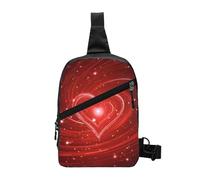 Swirl Heart Foldable Sling Bag for Men Women Water Resistant Chest Bag Galaxy Fanny Pack Crossbody Backpack for Travel Hiking Sports
