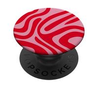 Swirl Liquid Striped Lines Groovy Abstract 70s 80s Pink Red PopSockets Adhesive PopGrip