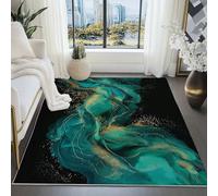 Swirl Marble Sequins print Rugs Living Room 140x200 cm - Black Washable Large Rug Short Pile Non-Slip Carpet Soft Durable Easy Clean Carpet, for Dining Room Home Office