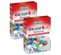 Swirl Mighty White Stain Remover 12 sheets Powerful Laundry Sheets for Brightening Whites and Color Run Prevention (2 Packs) (Colour Run Remover)