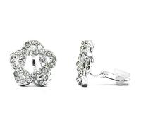Swirl Non-Pierced Crystal Silver Stud Diamante Clip On Earrings Ladies CZ Sparkly