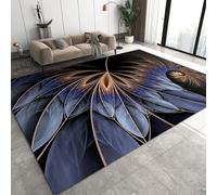Swirl Of Blue And Gold Petals 3D Carpets For Living Room Home Decoration Bedside Sofa Table Large Kids Play Area Rugs Nonslip Bedroom Floor Mat Entrance Doormat 180 X 280 Cm - Easy Clean -4L2K3H5X3M5C
