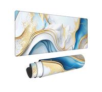 Swirl of Blue Gold Marble Extended Big Mouse Pad Large,XL Gaming Mouse Pad Desk Pad,31.5x11.8inch Long Computer Keyboard Mouse Mat Mousepad with 3mm Non-Slip Base for Home Office Work