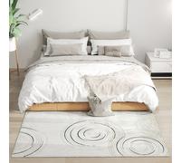 HOMCOM Modern Area Rug, Swirl Pattern Machine Washable Rug, Allergy-Friendly Floor Carpet for Living Room, Bedroom, Dining Room, Home Office, 170 x 120 cm, Cream White