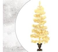 Swirl Pre-lit Christmas Tree with Pot, White 120 cm PVC, 80 Warm White LEDs, 8 Light Effects, Artificial for Holiday Decor