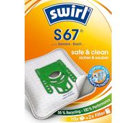 Swirl S 67 AirSpace Vacuum Cleaner Bags for Siemens and Bosch, Absorbent, Lockable Holding Plate, 4 bags + 1 filter