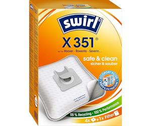 Swirl Set of 4 Hoover Bags, Blue/White/Yellow, Multi-layer Fleece with Micropor Plus Filtration