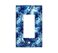 Swirl Single Rocker Light Switch Cover, Abstract Contemporary Waves Bubble Winter Blue Plastic Standard Size Switch Plate Decorative for Living Room Bedroom Home Office Decor