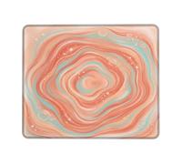 Swirl Small Mouse Pad, Abstract Modern Bubble Star None Peach Square Rubber Washable Portable Mini Desk Mousepad Desk Accessories for Gaming Computer Laptop Square 8x10 Inch