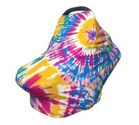 Swirl Tie Dye Art Nursing Cover 360° Full Coverage Colorful Stretch Scarf for Breastfeeding and Car Seat Cover Fit for Most Pushchairs and Prams