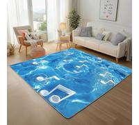 Swirl Water Ripple Blue Rugs Living Room 120x170cm Washable Rugs Musical Geometric Notes Modern Floor mats Soft Short Pile Area Rug Anti Slip Rug Carpet for Bedroom Dining Room