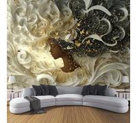 Swirl Woman Wallpaper Murals Bedroom Wallpaper, 300x210cm (WxH) Wall Paper for Living Room, Not Self Adhesive Wall Paper, Paper Cut Art Large Mural & Room Decor, Black White