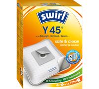 Swirl Y 45 AirSpace Vacuum Cleaner Bags for DeLonghi Vacuum Cleaner, Highly Absorbent, Mounting Plate, 4 Bags + 1 Filter