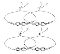 SwirlColor 4 Friendship Bracelets Adjustable Silver Infinity Bracelets Special Friendship Gifts for Women Girls Friends Sisters