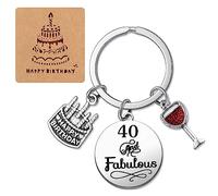 SwirlColor 40th Birthday Keyring, 40th Birthday Gifts for Women Men Exquisite Keyring Presents for 40 Year Old Birthday, with Happy Birthday Card