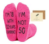 SwirlColor 50th Birthday Socks for Women, Comfortable Pink Fluffy Socks Womens Creative 50th Birthday Gifts for Women