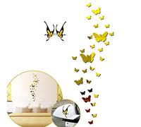 SwirlColor Acrylic Mirror Stickers 3D Wall Stickers 36pcs Removable Butterfly Art Mirror Wall Stickers Butterfly Combination Home Art Decal Decoration Gold