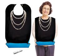 SwirlColor Adult Bibs for Elderly Washable, Clothing Protectors Reusable Adult Bib for Eating Adult Bibs for Women Elderly Patient with Food Catcher -Pearl (Pearl necklace)