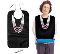 SwirlColor Adult Bibs for Elderly Washable, Waterproof and Reusable Clothing Protector Large Adult Bibs for Women Christmas Dinner Bibs for Adults with Food Catcher for Elderly Patient (B Pearl)