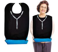 SwirlColor Adult Bibs for Elderly Washable, Waterproof and Reusable Clothing Protector Large Adult Bibs for Women Christmas Dinner Bibs for Adults with Food Catcher for Elderly Patient (A Rhinestone)