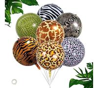 SwirlColor Animal Print Balloons, 7pcs 22inch 4D Foil, Reusable, Multicolor, for Birthday Party Decorations