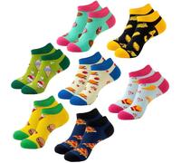 SwirlColor Ankle Socks Women, 7 Pairs Weekly Funny Socks Comfortable Cotton Womens Socks Size 6-7.5 Multipack