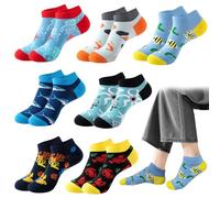 SwirlColor Ankle Socks Women, 7 Pairs Weekly Funny Socks with Sea Animals Patterns Comfortable Cotton Womens Socks Size 6-7.5 Multipack