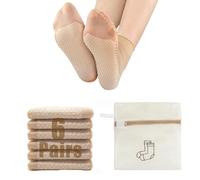 SwirlColor Ankle Socks Women, with a Sock Washing Bag, 6 Pairs Nylon Women Sheer Socks Non Slip Socks for Ladies, Size 4-7- Nude