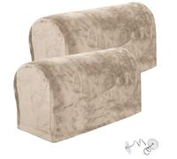 SwirlColor Armchair Covers for Arms, About 55 x 15 x 25 cm Soft Anti-slip Armrest Covers for Armchairs Furniture Sofa Couch Arm Protector (Khaki)