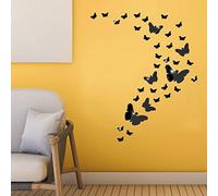 SwirlColor Black Butterfly Wall Stickers, 36pcs, Acrylic, Glossy, Modern Style, Waterproof, Reusable, Indoor Use, Butterfly Theme, Insect Pattern
