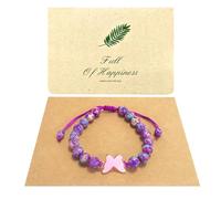 SwirlColor Bracelets for Girls Birthday Presents, Adjustable Acrylic Butterfly Hand Woven Beads Good Luck Bracelet for Daughter Granddaughter Sisters Best Friend