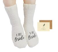 SwirlColor Bride Socks, Stylish Coral Velvet White Wedding Socks Comfortable Bride To Be Gifts for Wedding Day Hen Party Engagement, with Happiness Card