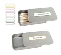 SwirlColor Cotton Swab Holder for Travel, 2 Pcs Portable Small Cotton Bud Holder Empty Metal Box Containers with Slide Top for Cotton Ball Toothpicks Hair Ties