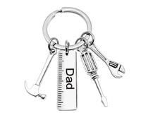 SwirlColor Dad Keyring, Dad Keychain with Tools Decoration-Hammer/Screwdriver/Wrench/Ruler for Birthday Father's Day Thanksgiving Christmas