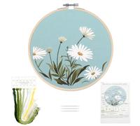 SwirlColor Embroidery Kits for Adults, Quality Linen Fabric Brilliant Embroidery Kit for Beginners with Embroidery Thread Embroidery Hoop (Flower 2)