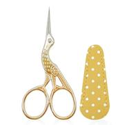 SwirlColor Embroidery Scissors, Small Craft Stainless Steel Stork Scissors for Sewing Cross Stitch Needlework Threading with PU Cover - Gold