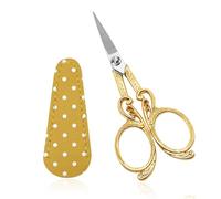 SwirlColor Embroidery Scissors Small Sharp, Butterfly Sharp Sewing Scissors Stainless Steel Small Craft Scissors with Blue PU Cover for Embroidery Needlework Art Work and Daily Use (Yellow)